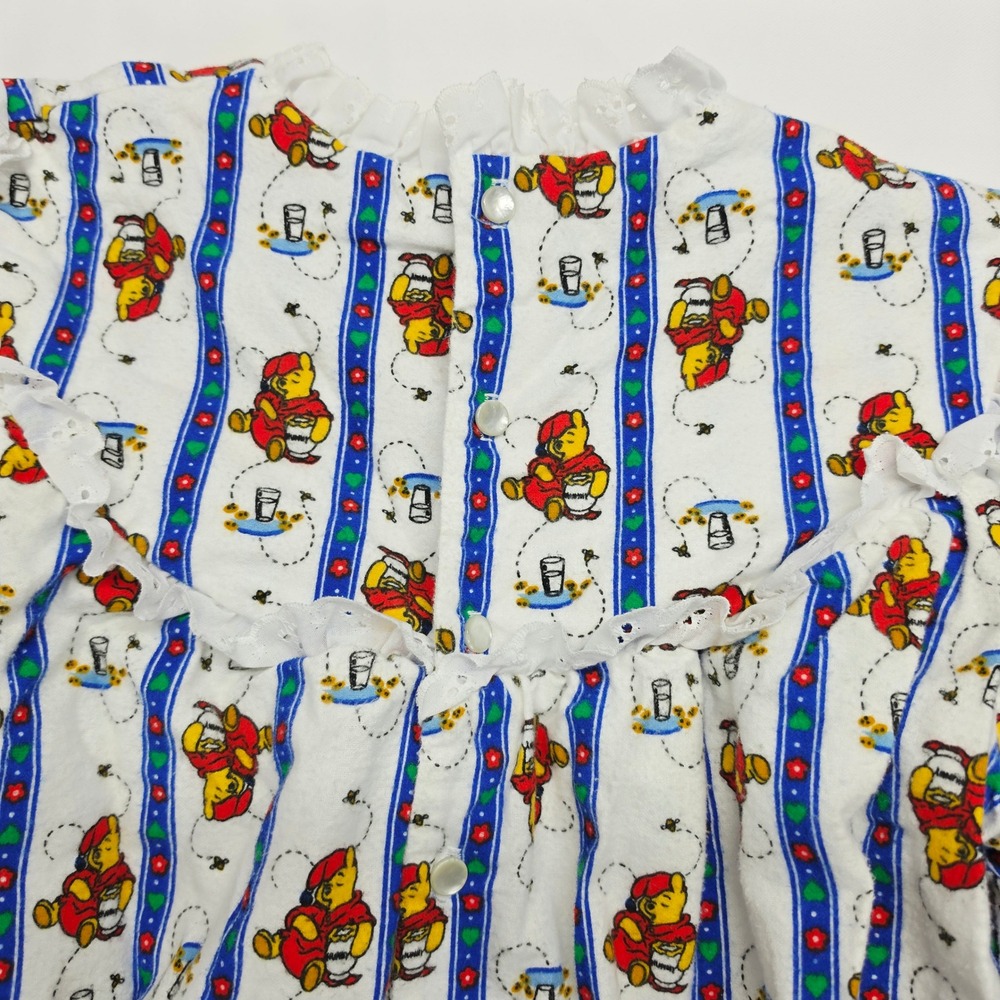 Lanz of Salzburg Disney Winnie the Pooh Vintage Flannel Nightgown White Blue M - Picture 7 of 7